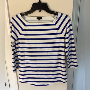 Talbots Blue and White Striped Top. Effortless Jersey Square Neck, petite small